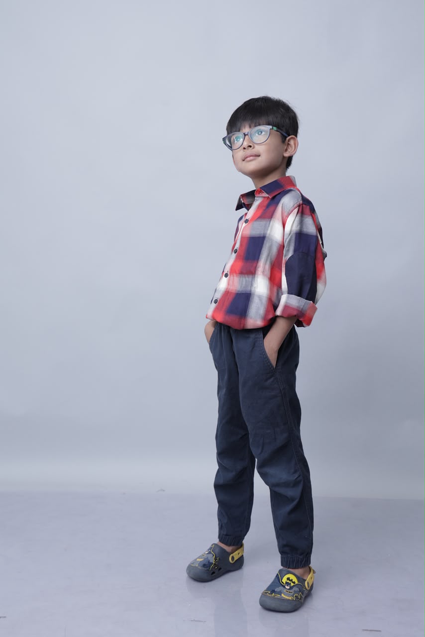 Plaid flannel shirt with joggers