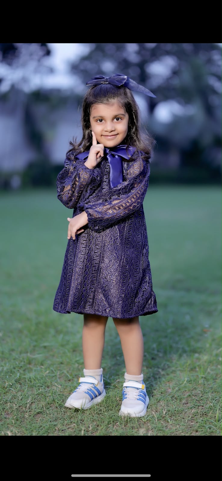 Blue dress with bow detail
