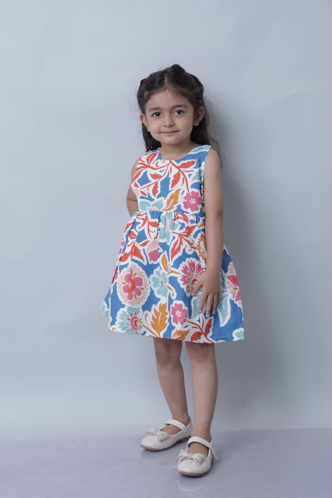 Blue floral print dress
