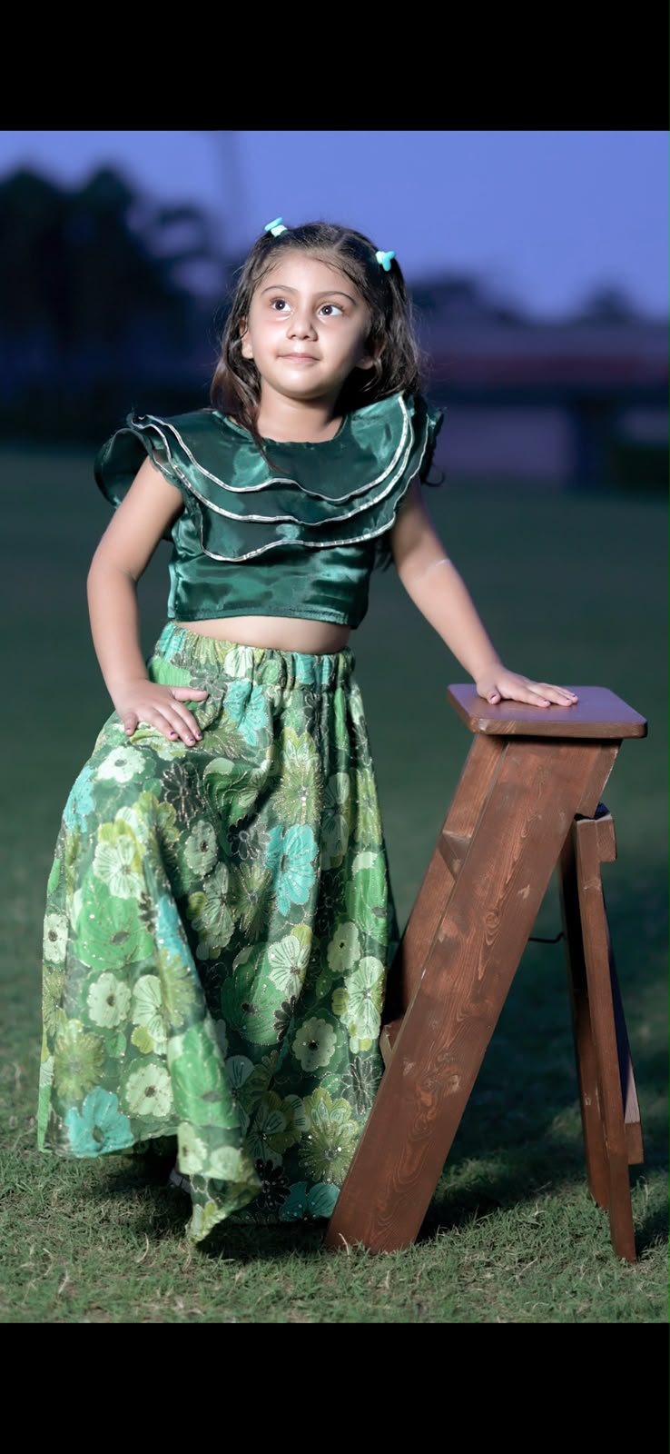 Green indo-western set