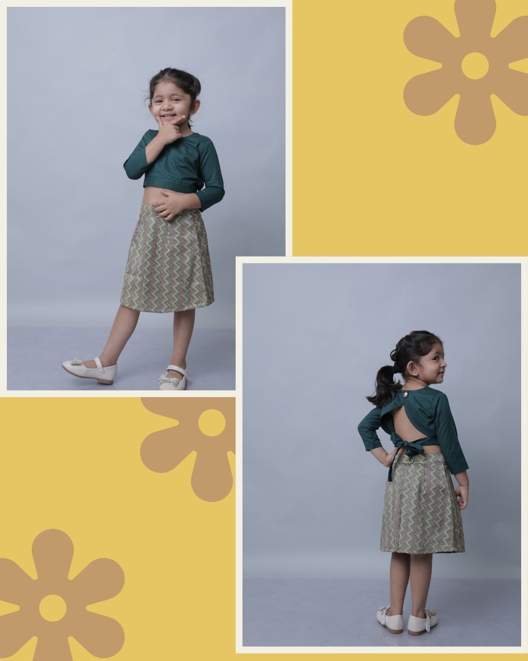 Green top and skirt set